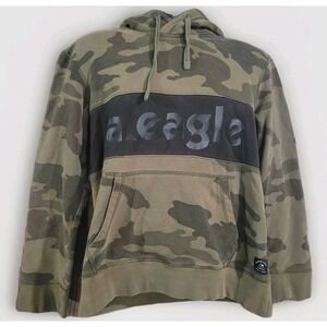 American Eagle Camo Hoodie Sz MTall A. Eagle Spell Out Military Army 100% Cotton